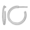 SSilver RH-plated Polished 1.6mm CZ In and Out Post C-Hoop Earrings