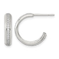 Sterling Silver Polished 16x3.5mm CZ Post C-Hoop Earrings