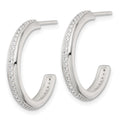 Sterling Silver Polished 21.5x3.5mm CZ Post C-Hoop Earrings
