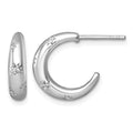 Sterling Silver RH-plated Polished CZ Stars Post C-Hoop Earrings