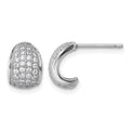 Sterling Silver Rhodium-plated CZ Pave Post J-Hoop Earrings