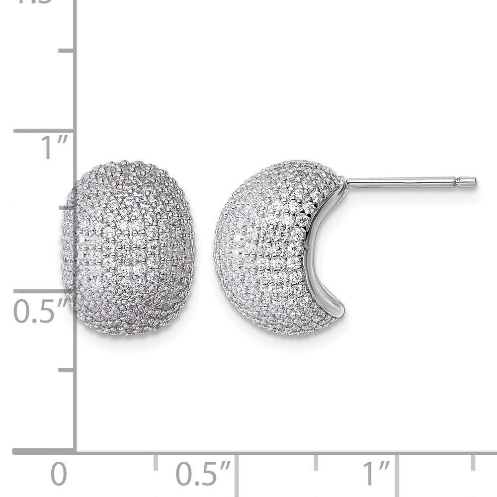 Sterling Silver Rhodium-plated CZ Pave Post Earrings