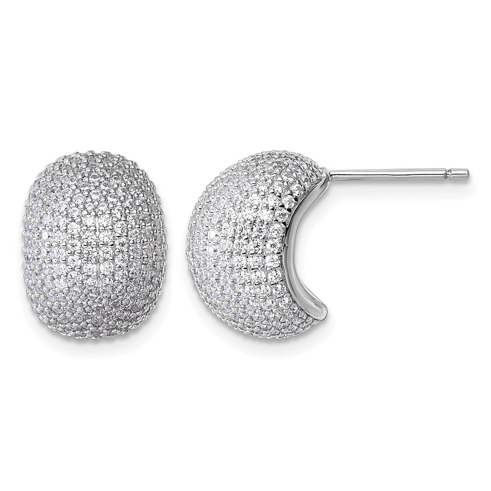 Sterling Silver Rhodium-plated CZ Pave Post Earrings