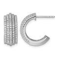 Sterling Silver Rhodium-plated 5 Row Post J-Hoop Earrings