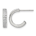 Sterling Silver Polished 3.2mm CZ Post C-Hoop Earrings