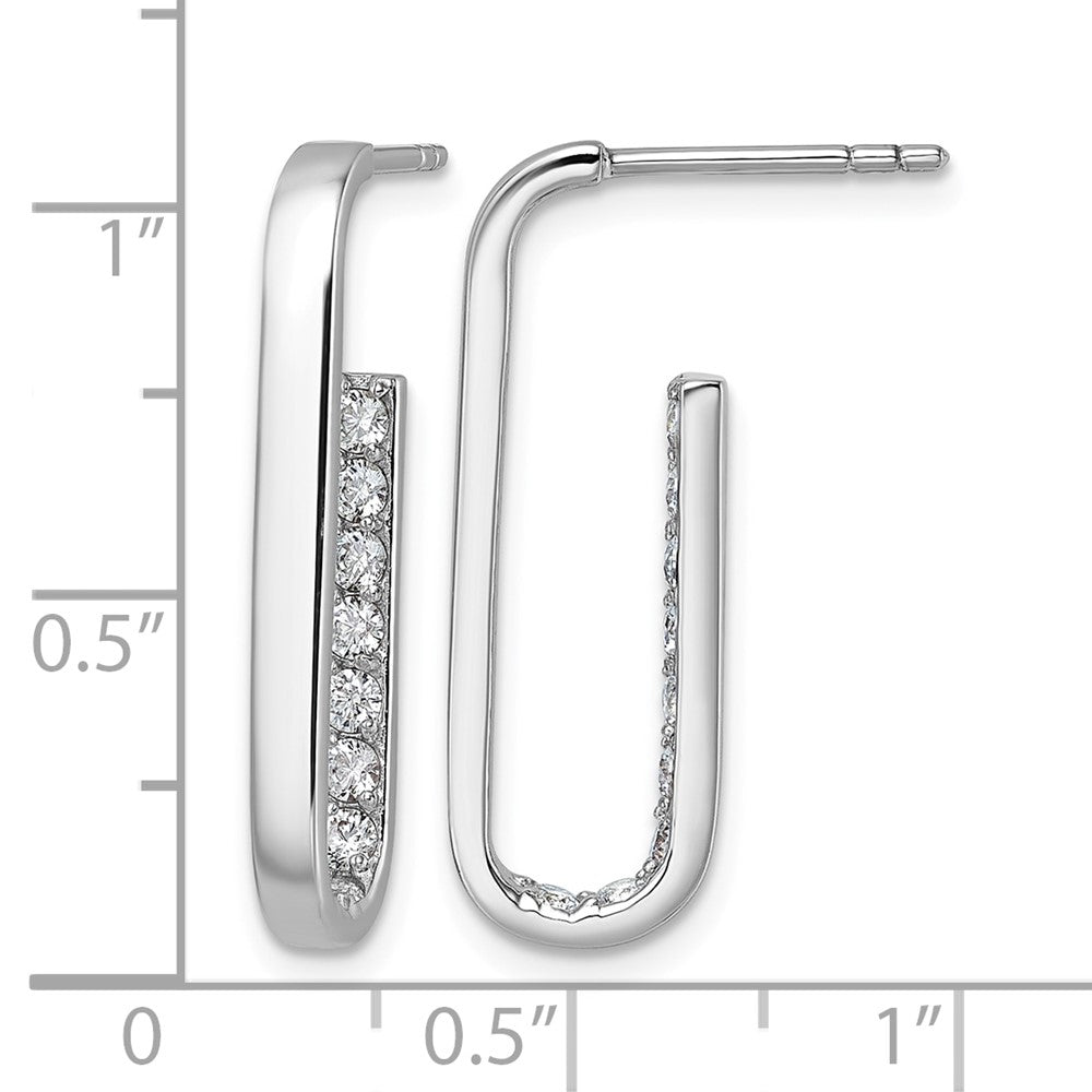 Sterling Silver Rhodium-plated CZ Polished Rectangle Post Earrings