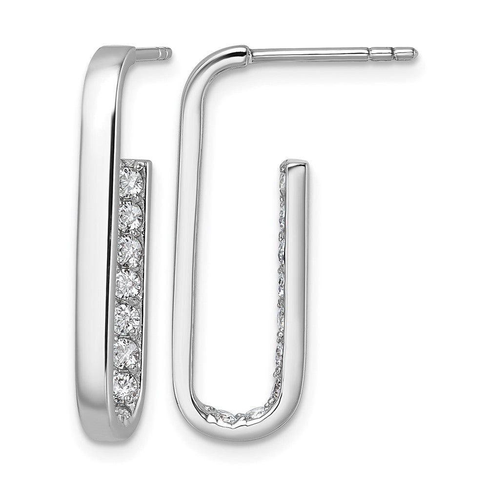 Sterling Silver Rhodium-plated CZ Polished Rectangle Post Earrings
