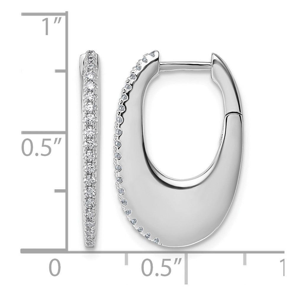Sterling Silver Rhodium-plated CZ Polished Hinged Hoop Earrings
