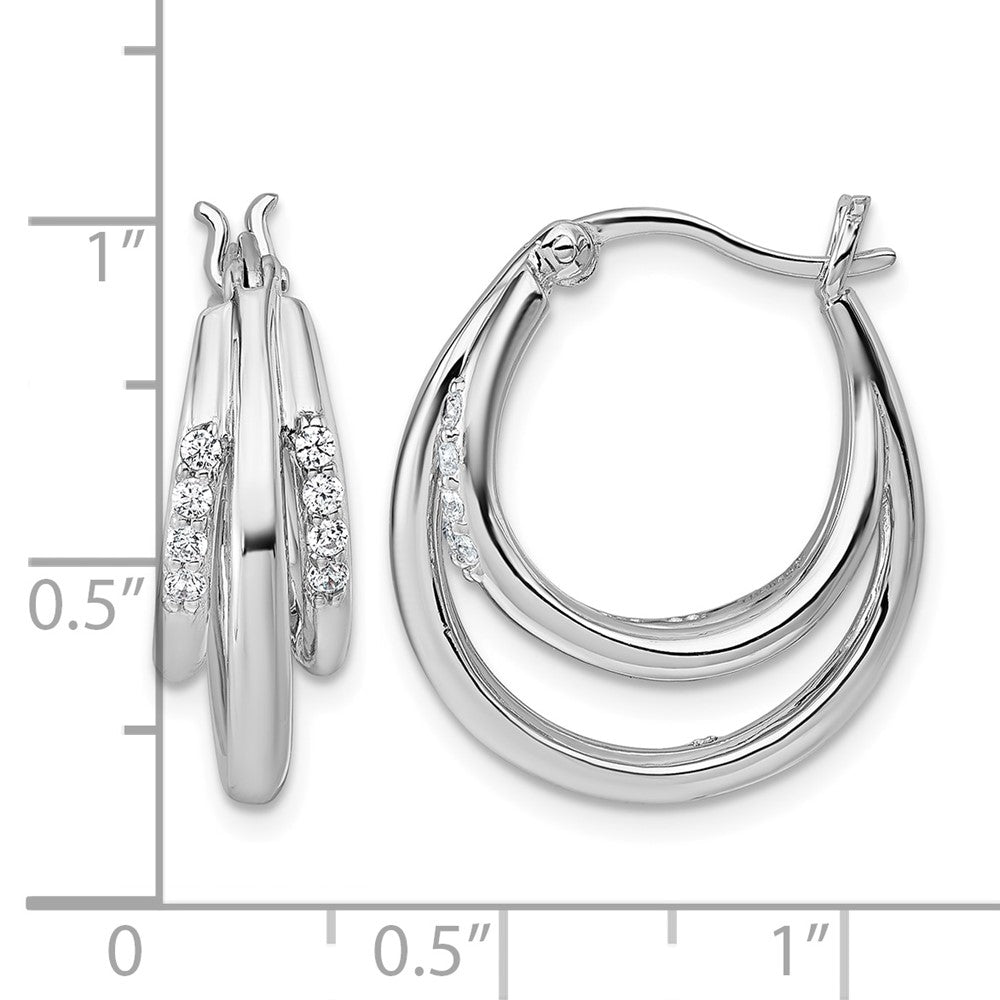 Sterling Silver Rhodium-plated Polished CZ Hoop Earrings