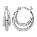 Sterling Silver Rhodium-plated Polished CZ Hoop Earrings