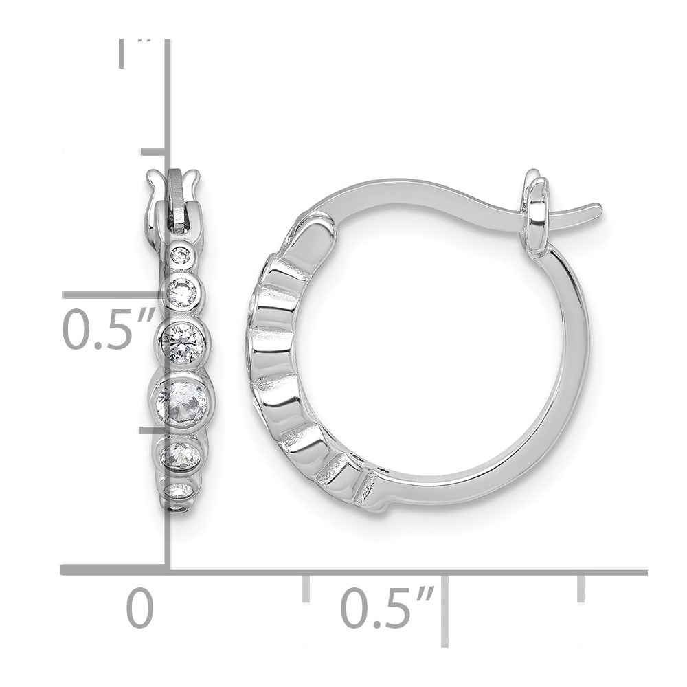 Sterling Silver Rhodium-plated Graduated CZ Hoop Earrings
