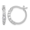 Sterling Silver Rhodium-plated Graduated CZ Hoop Earrings
