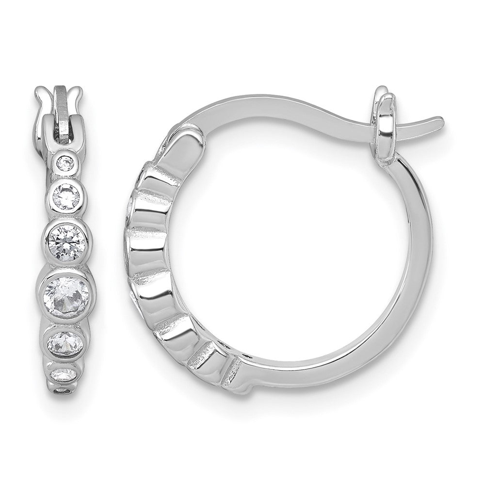 Sterling Silver Rhodium-plated Graduated CZ Hoop Earrings