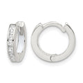 SSilver Polished CZ and Enamel In/Out Hinged Round Hoop Earrings