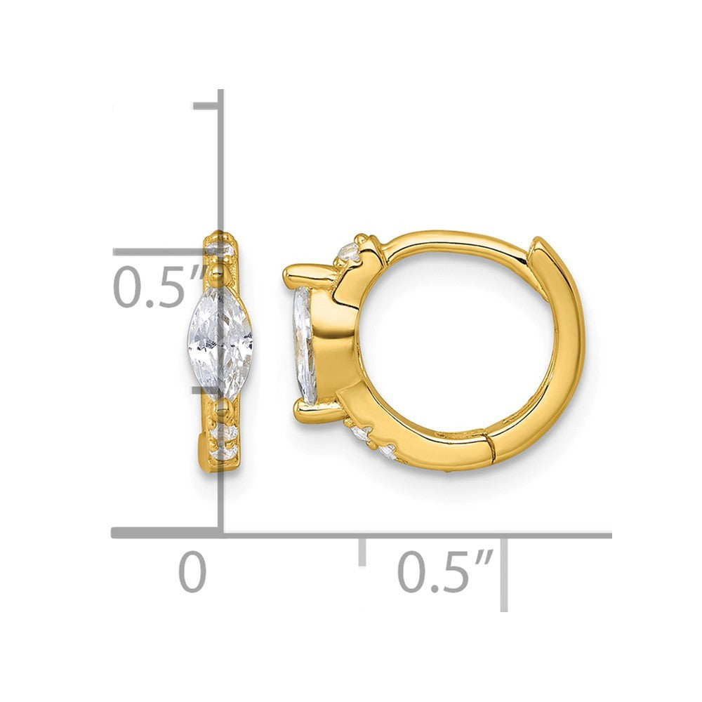Sterling Silver Gold-tone Round/Marquise CZ Hinged Round Hoop Earrings