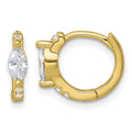 Sterling Silver Gold-tone Round/Marquise CZ Hinged Round Hoop Earrings