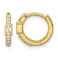 Sterling Silver Gold-tone Round/Rectangular CZ Hinged Round Hoop Earrings