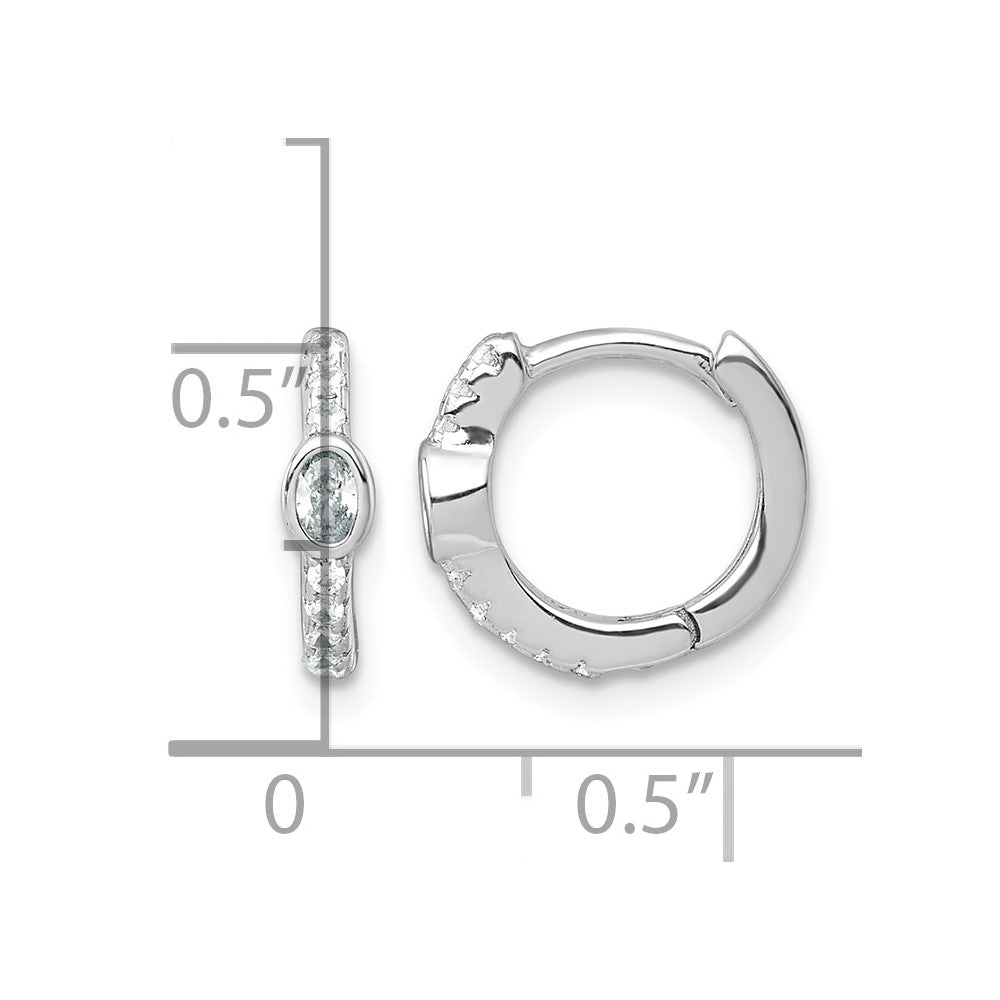 Sterling Silver Rhodium-plated Round and Oval CZ Hinged Round Hoop Earrings