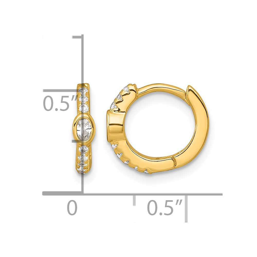 Sterling Silver Gold-tone Round and Oval CZ Hinged Round Hoop Earrings