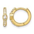 Sterling Silver Gold-tone Round and Oval CZ Hinged Round Hoop Earrings