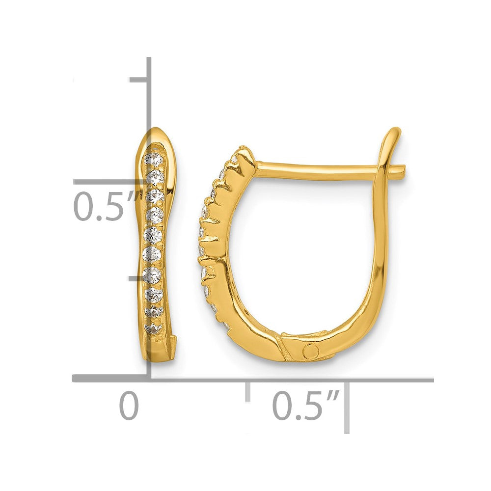 Sterling Silver Gold-tone Polished CZ Hoop Earrings