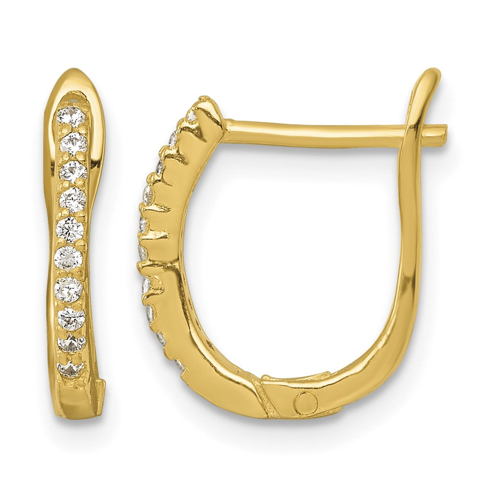 Sterling Silver Gold-tone Polished CZ Hoop Earrings