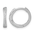 Sterling Silver Rhodium-plated Polished CZ Hinged Round Hoop Earrings