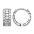 Sterling Silver Rhodium-plated CZ Polished Heart Hinged Hoop Earrings