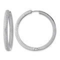 Sterling Silver Rhodium-plated In and Out CZ Pave Hinged Hoop Earrings
