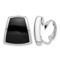 Sterling Silver Rhodium-plated Polished Onyx Non-Pierced Earrings