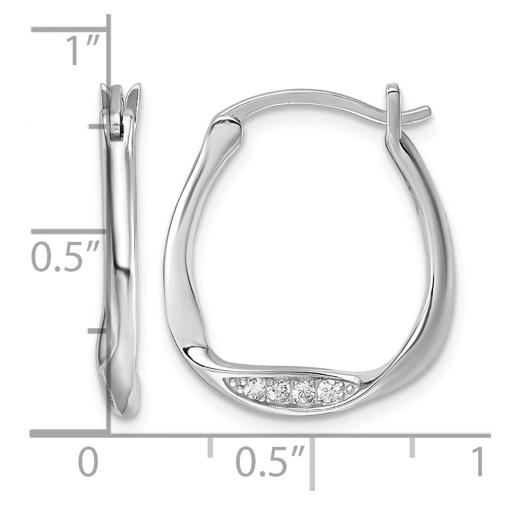 Sterling Silver Rhodium-plated CZ Polished Small Twist Hoop Earrings