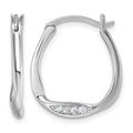 Sterling Silver Rhodium-plated CZ Polished Small Twist Hoop Earrings