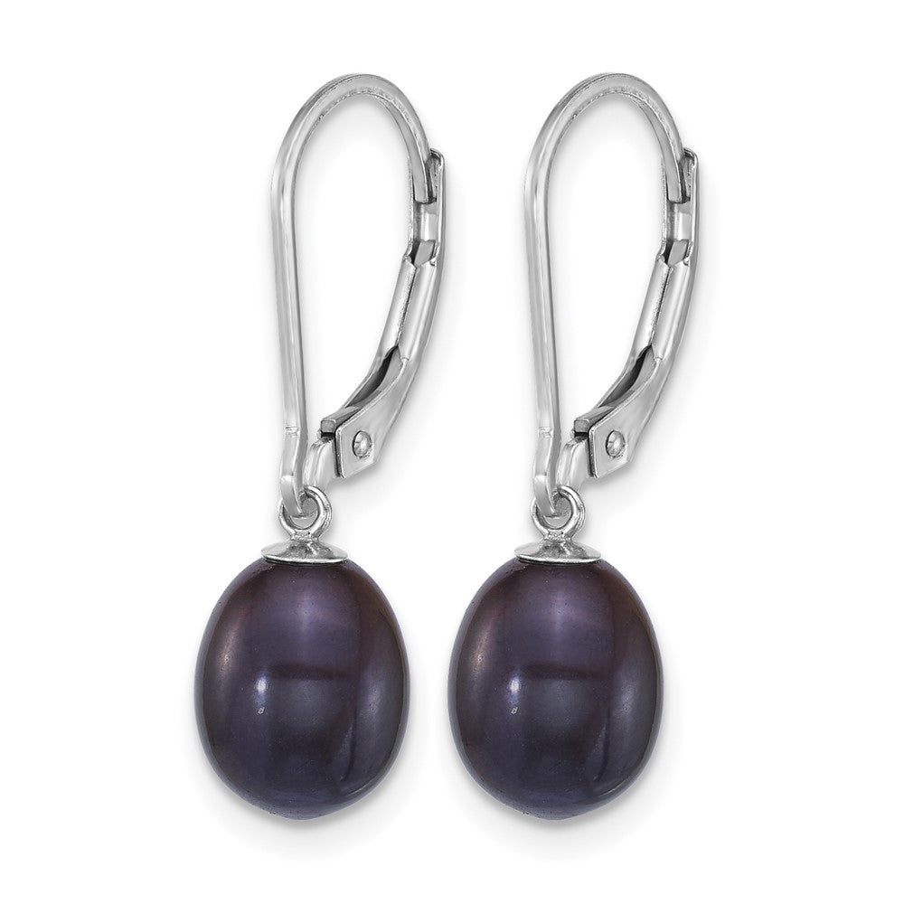 Sterling Silver Rhod 7-8mm FWC Pearl 2pc Enhancer and Leverback Earrings Se