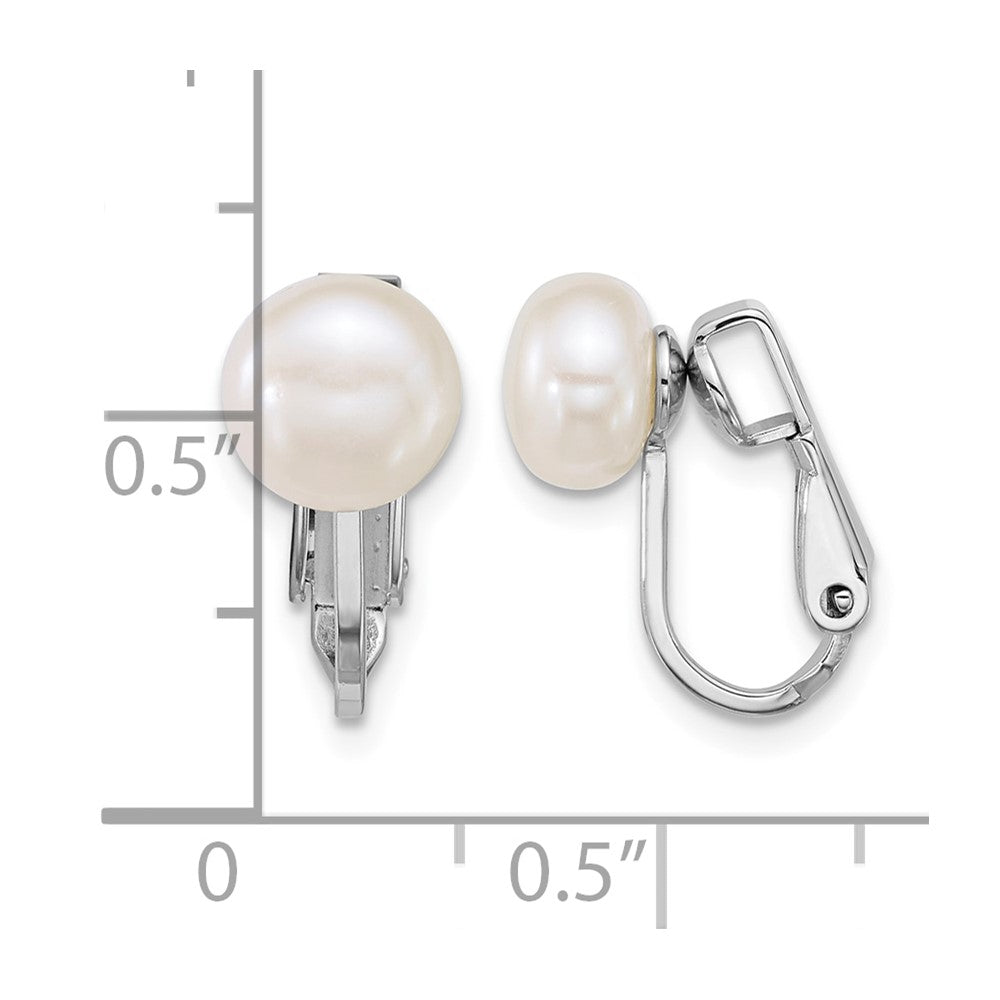 Sterling Silver Rh-plated 7-8mm FWC Pearl Non Pierced Earrings