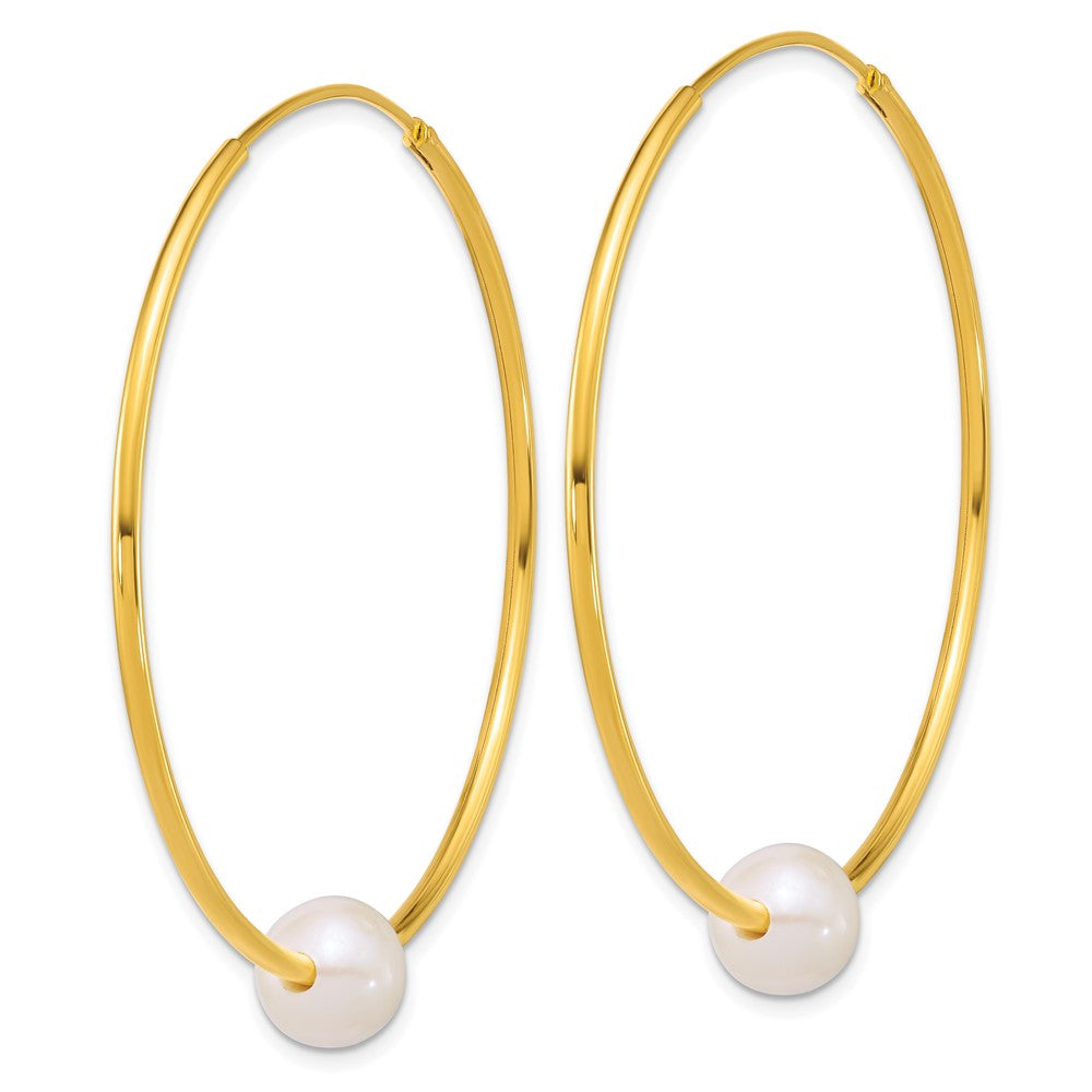 Sterling Silver Gold-plated 8-9mm FWC Pearl Hoop Earrings