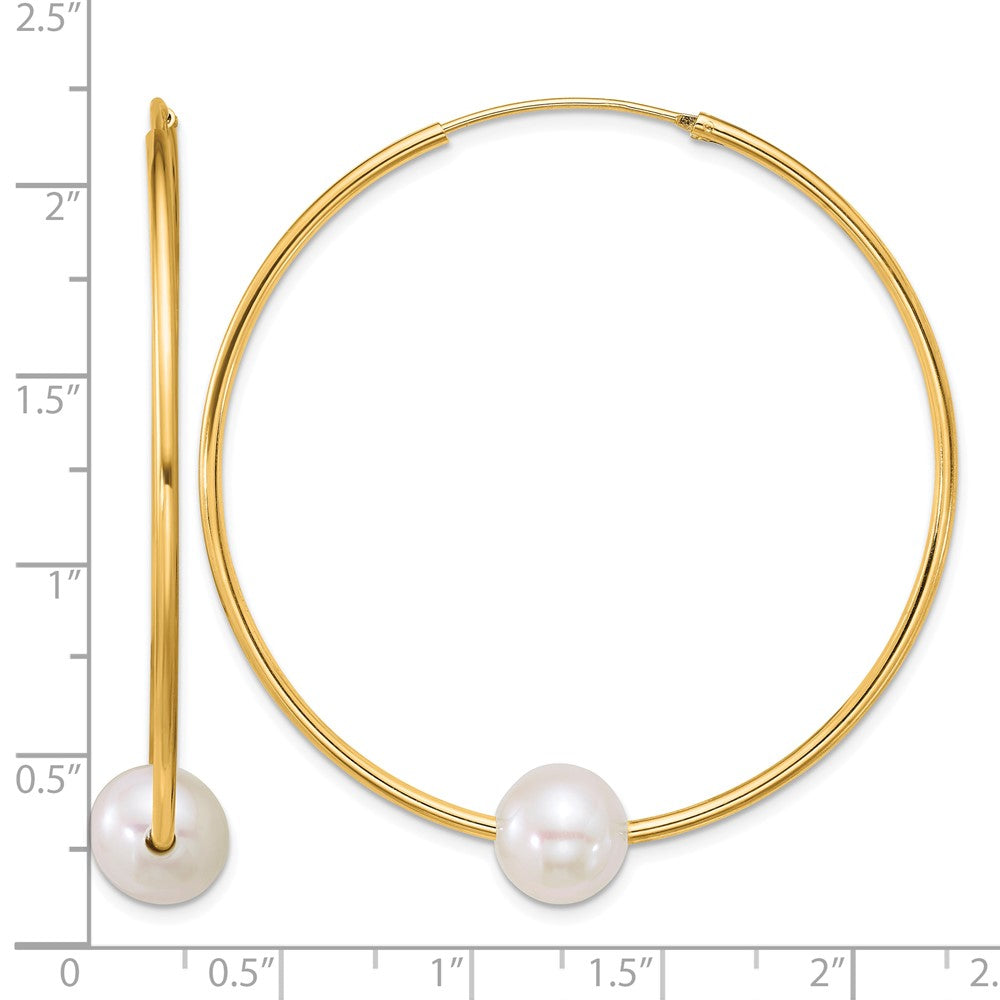 Sterling Silver Gold-plated 8-9mm FWC Pearl Hoop Earrings