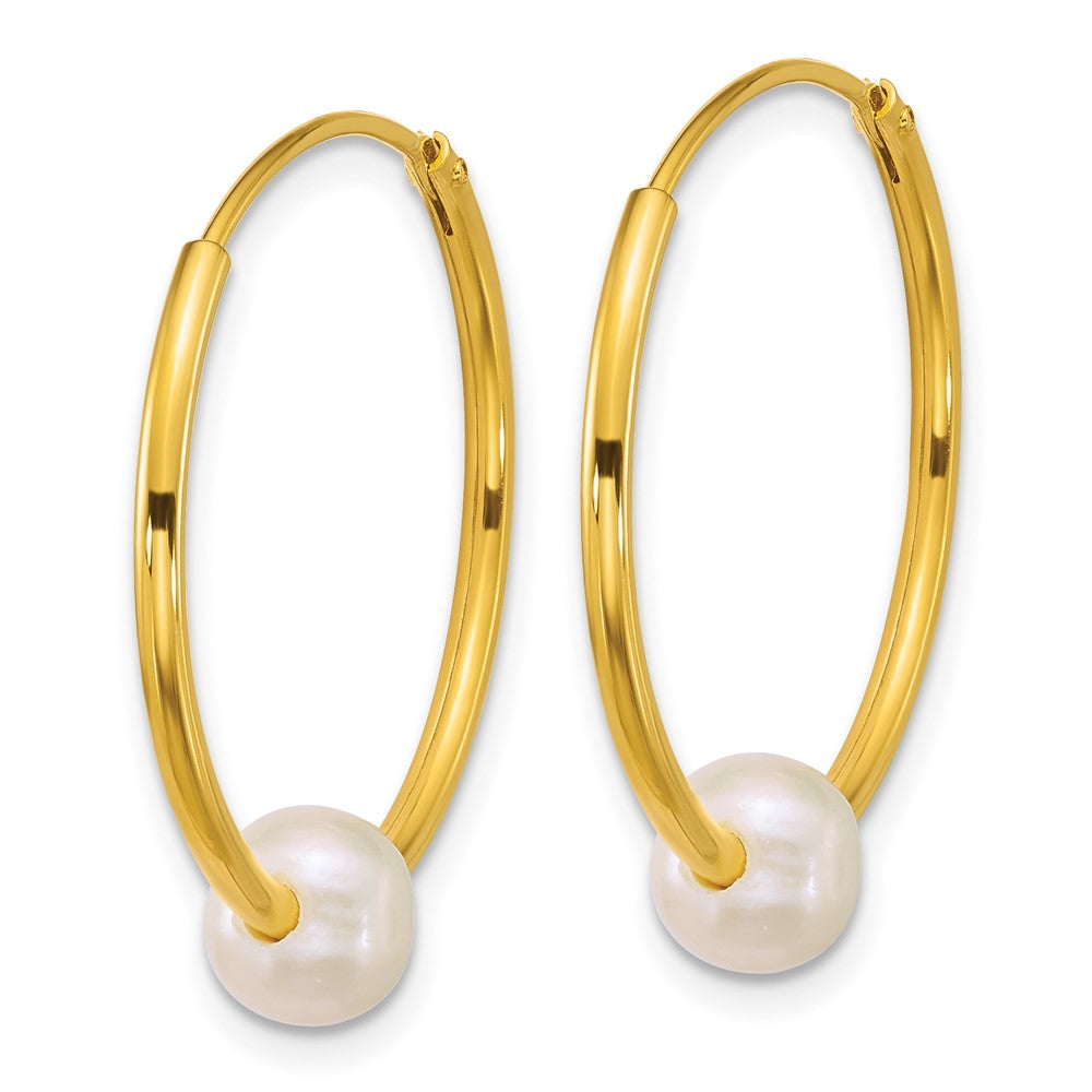 Sterling Silver Gold-plated 6-7mm FWC Pearl Hoop Earrings