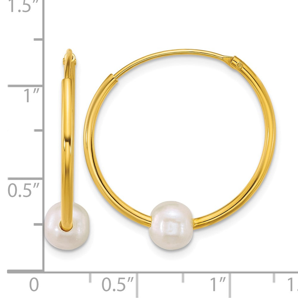 Sterling Silver Gold-plated 6-7mm FWC Pearl Hoop Earrings