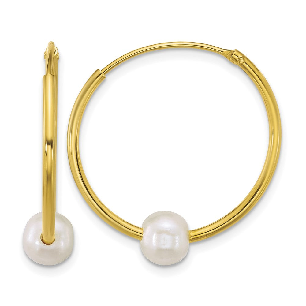 Sterling Silver Gold-plated 6-7mm FWC Pearl Hoop Earrings