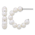 Sterling Silver Rhod-plated 5-6mm FWC Pearl Post Hoop Earrings