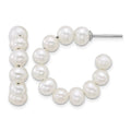 Sterling Silver Rhod-plt 5-6mm Semi-Rnd FWC Pearl Post Hoop Earrings