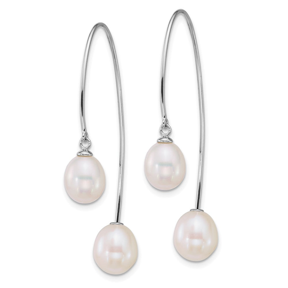 Sterling Silver Rh-plated FWC Pearl Front and Back Threader Earrings