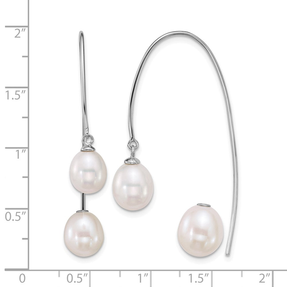 Sterling Silver Rh-plated FWC Pearl Front and Back Threader Earrings