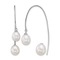 Sterling Silver Rh-plated FWC Pearl Front and Back Threader Earrings