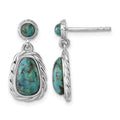 Sterling Silver Polished RH-plated Compressed Turquoise Post Earrings