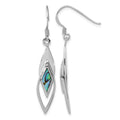Sterling Silver Rhodium-plated Polished Abalone Fancy Dangle Earrings
