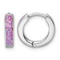 Sterling Silver Rhodium-plated Created Pink Opal Hoop Earrings