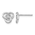 Sterling Silver Rhodium-plated Polished CZ Trinity Knot Post Earrings