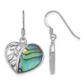 Sterling Silver Rhodium-plated Polished Abalone Heart Dangle Earrings
