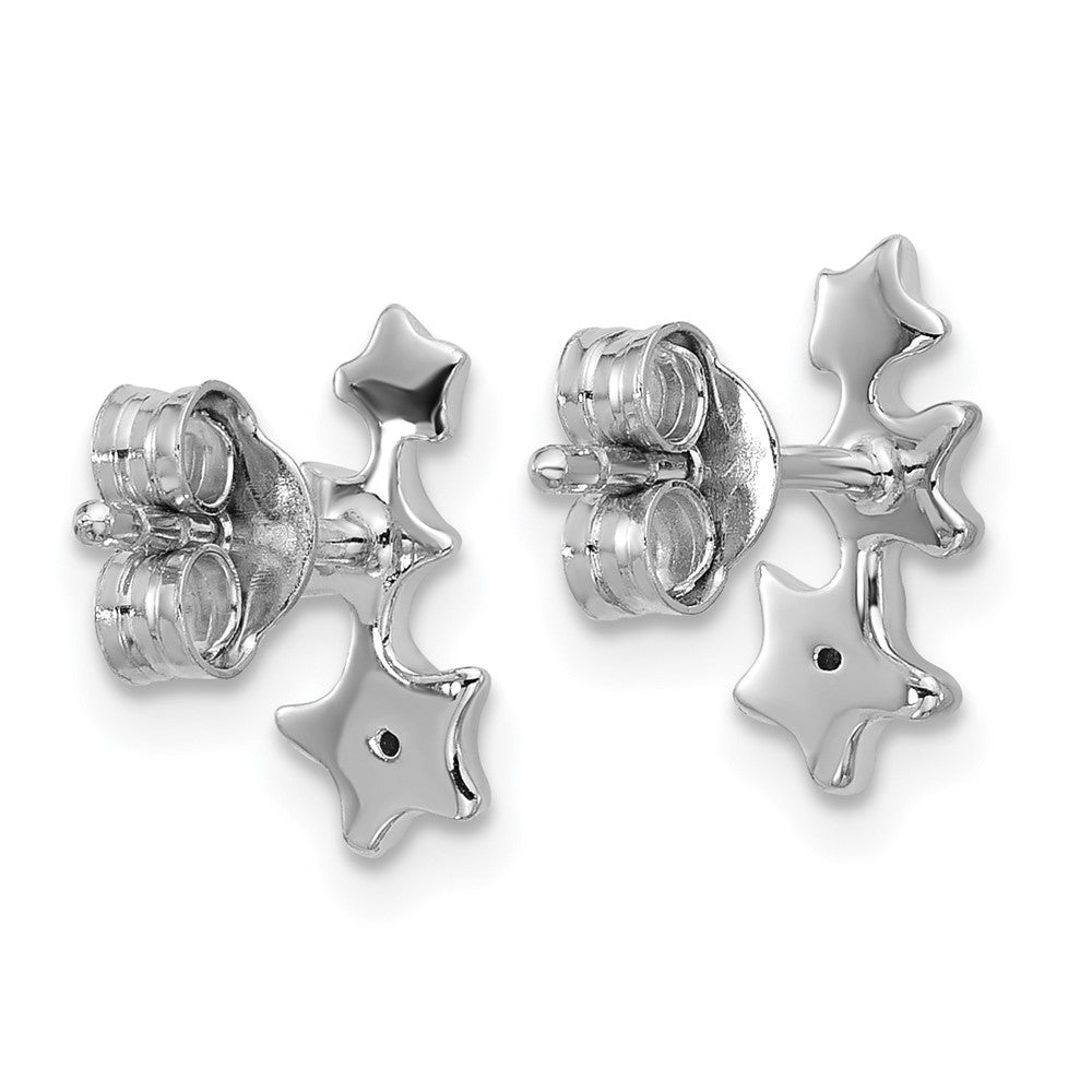 Sterling Silver Rhodium-plated CZ Polished 3 Stars Post Earrings